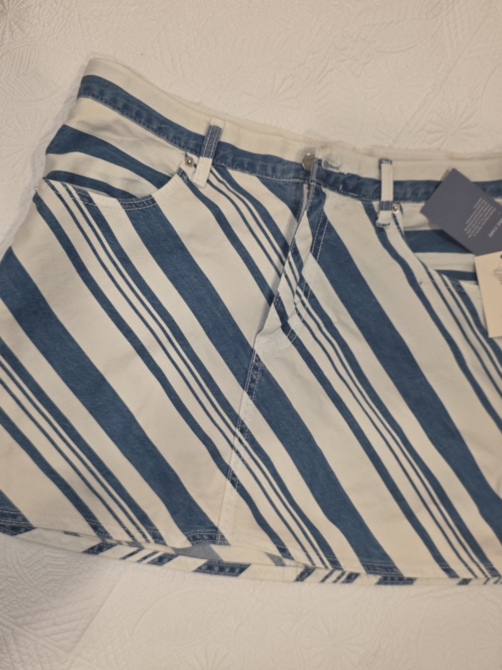 Universal Thread Blue and White Striped Denim Skirt